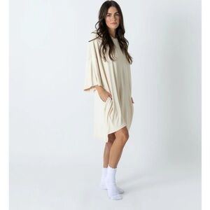 The Foxy Kind NWT Oversized Beige Oatmeal Ribbed T-Shirt Dress L Large